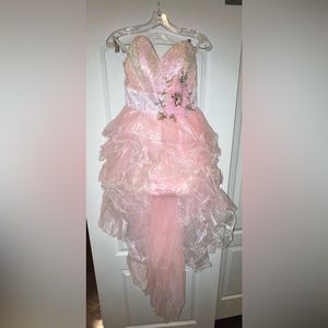 Jovani pink high-low sequenced strapless dress